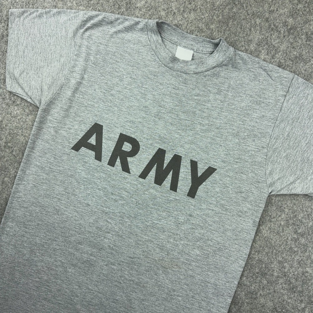 VTG ARMY Shirt Mens Medium Gray IPFU PT Physical Training Military Short Sleeve
